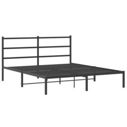 Berkfield Home Metal Bed Frame without Mattress with Headboard Black 160x200cm - Size: 160x200 cm - thumbnail 2