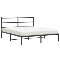 Berkfield Home Metal Bed Frame without Mattress with Headboard Black 160x200cm - Size: 160x200 cm - thumbnail 4