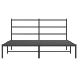 Berkfield Home Metal Bed Frame without Mattress with Headboard Black 160x200cm - Size: 160x200 cm - thumbnail 5