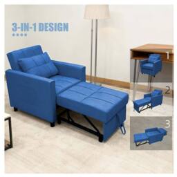 Alivio 3-in-1 Convertible Sofa Bed with Adjustable Backrest Pull-Out Sleeper in Blue - thumbnail 1