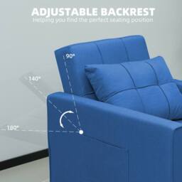 Alivio 3-in-1 Convertible Sofa Bed with Adjustable Backrest Pull-Out Sleeper in Blue - thumbnail 3