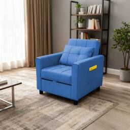 Alivio 3-in-1 Convertible Sofa Bed with Adjustable Backrest Pull-Out Sleeper in Blue - thumbnail 8