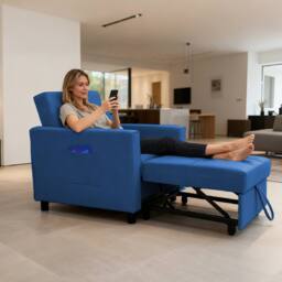Alivio 3-in-1 Convertible Sofa Bed with Adjustable Backrest Pull-Out Sleeper in Blue - thumbnail 5