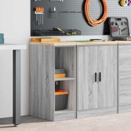 Berkfield Home Garage Storage Cabinet Grey Sonoma 30x51x85 cm Solid Wood Pine - Size: 30 x 51 x 85 cm - thumbnail 3