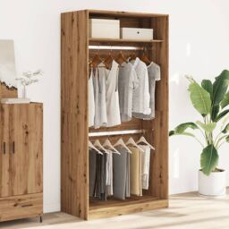 Berkfield Home Wardrobe Artisian Oak 100x50x200 cm Engineered Wood in Brown - Size: 100 x 50 x 200 cm - thumbnail 3