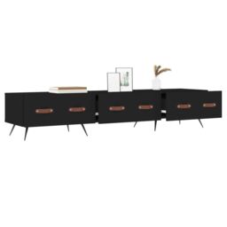 Berkfield Home TV Cabinet Black 150x36x30 cm Engineered Wood - Size: 150 x 36 x 30 cm - thumbnail 4