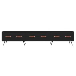 Berkfield Home TV Cabinet Black 150x36x30 cm Engineered Wood - Size: 150 x 36 x 30 cm - thumbnail 5