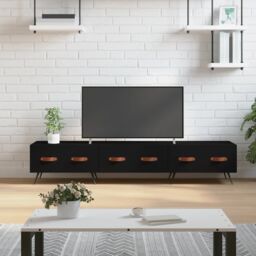 Berkfield Home TV Cabinet Black 150x36x30 cm Engineered Wood - Size: 150 x 36 x 30 cm
