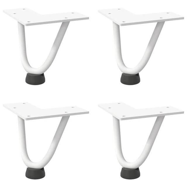 Berkfield Home Hairpin Table Legs 4 pcs White 10 cm Solid Steel - image 1