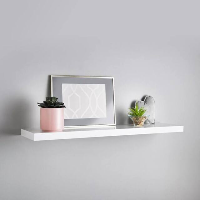 SPOT ON DEALZ 100cm Floating Shelf - White High Gloss Wall Mounted Shelf - image 1