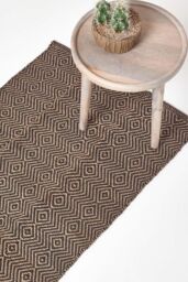 Homescapes Black Geometric Jute Rug, 66 x 200 cm - Size: 66 cm x 200 cm - thumbnail 1