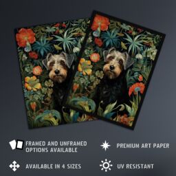 Artery8 Border Terrier Dog On Elegant Wildflower Floral Backdrop William Morris Style Pattern Artwork Large Wall Unframed Art Poster Print Thick - thumbnail 2