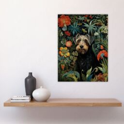 Artery8 Border Terrier Dog On Elegant Wildflower Floral Backdrop William Morris Style Pattern Artwork Large Wall Unframed Art Poster Print Thick - thumbnail 4