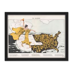 "Artery8 Wall Art Print Mayer Awakening Votes Women Liberty Map Large Framed Wall Décor Art in Brown - Size: W18"" x H24""" - thumbnail 1
