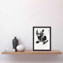 Artery8 Jungle Nightjar Bird Fight Japanese Vintage Framed Wall Art Print Kashu - Size: A4 - thumbnail 4