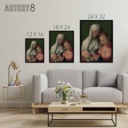 "Artery8 Virgin & Child with Saint Anne Durer Framed Canvas Wall Art Print - Size: W12"" x H16""" - thumbnail 4