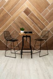 Orsina Industrial Design Ash Veneer Bar Table, Durable Round Bar Table For Livingroom, Functional Wooden Table in Natural - thumbnail 3