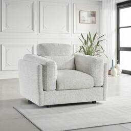 Furnishings For Less UK Bali Modern Single Seater Armchair Chenille Fabric Beige