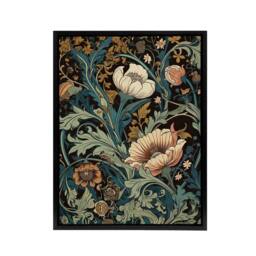 "Artery8 Flowers & Leaves Art Nouveau Framed Canvas Wall Art Print in Green - Size: W12"" x H16""" - thumbnail 1