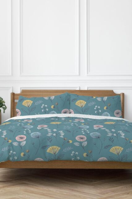 Copenhagen Home 'Olia' Reversible Polycotton Duvet Cover Set in Teal - Size: Double - image 1