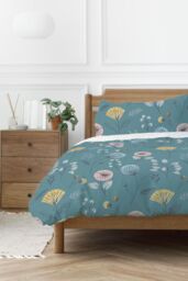 Copenhagen Home 'Olia' Reversible Polycotton Duvet Cover Set in Teal - Size: Double - thumbnail 2
