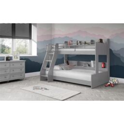 Ashfield Premium Modern Light Grey Triple Sleeper Bunk Bed - Size: Single