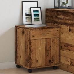 Berkfield Home Rolling Cabinet Old Wood 45x38x54 cm Engineered Wood in Brown - Size: 45 x 38 x 54 cm - thumbnail 4