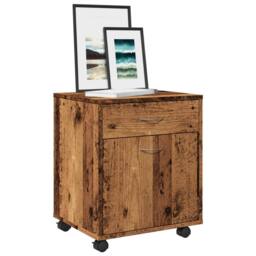 Berkfield Home Rolling Cabinet Old Wood 45x38x54 cm Engineered Wood in Brown - Size: 45 x 38 x 54 cm - thumbnail 2