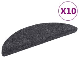 Berkfield Home Self-adhesive Stair Mats 10 pcs Dark Grey 56x17x3 cm Needle Punch - Size: Medium - thumbnail 2
