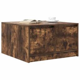 Berkfield Home Coffee Table with Drawers Smoked Oak 70.5x70x40 cm in Brown - thumbnail 4