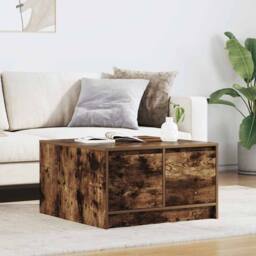 Berkfield Home Coffee Table with Drawers Smoked Oak 70.5x70x40 cm in Brown - thumbnail 2