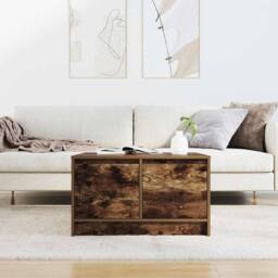 Berkfield Home Coffee Table with Drawers Smoked Oak 70.5x70x40 cm in Brown - thumbnail 3