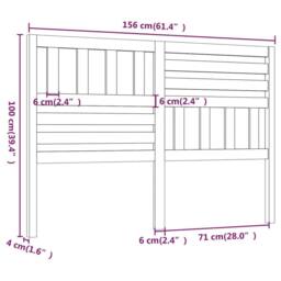 Berkfield Home Beautiful Bed Headboard Grey 156x4x100 cm Solid Wood Pine - Size: 156 x 4 x 100 cm - thumbnail 6