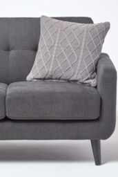 Homescapes Diamond Cable Knit Cushion Cover in Grey - Size: 45 cm x 45 cm - thumbnail 4