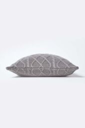 Homescapes Diamond Cable Knit Cushion Cover in Grey - Size: 45 cm x 45 cm - thumbnail 2