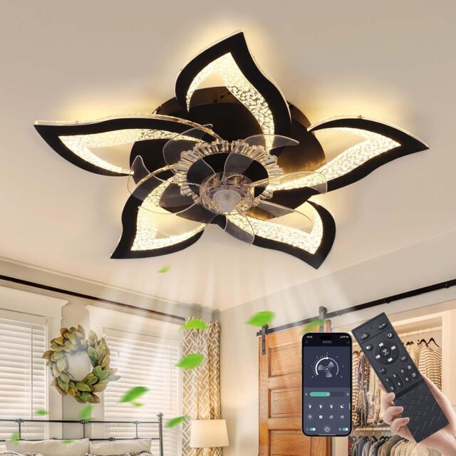 Garwarm Dimmable Led Ceiling Fan with Lamp 6 Adjustable Wind Speed Black - image 1