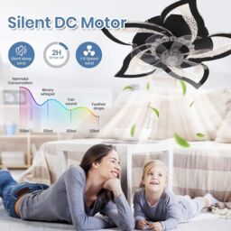 Garwarm Dimmable Led Ceiling Fan with Lamp 6 Adjustable Wind Speed Black - thumbnail 6