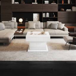 Matteo White High-Gloss Lift-Top 360° Rotating Coffee Table with Storage - thumbnail 7