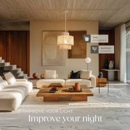 tectake Pendant Light Allegra In 3 Tiers, Jute Fibre & Boho Chic Design in Natural - thumbnail 4