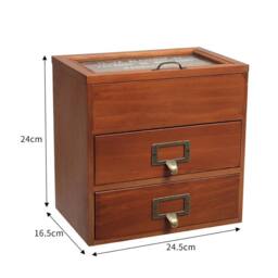 KORVIXA Large Jewellery Box Wood Storage Drawer Cabinet in Brown - Size: 900mm - thumbnail 2
