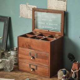 KORVIXA Large Jewellery Box Wood Storage Drawer Cabinet in Brown - Size: 900mm - thumbnail 4