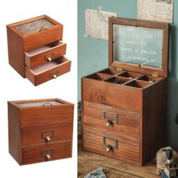 KORVIXA Large Jewellery Box Wood Storage Drawer Cabinet in Brown - Size: 900mm - thumbnail 3