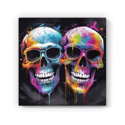 "Warren Reed - Designer Splashart Happy Skeletons In Glasses Canvas - Size: W30"" x H30""" - thumbnail 2