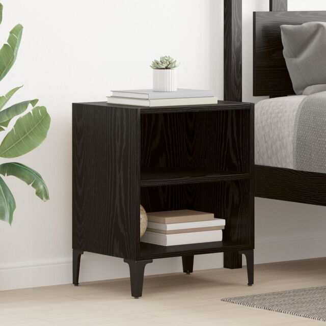 Berkfield Home Bedside Cabinet Black Oak 40x30x50 cm Engineered Wood - Size: 40 x 30 x 50 cm - image 1