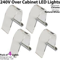 Loops 4x Over Cabinet LED Kit NATURAL WHITE Curved Glass Light Bathroom Make Up Lamp - thumbnail 2