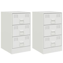 Berkfield Home Bedside Cabinets 2 pcs White 34.5x39x62 cm Steel - thumbnail 2