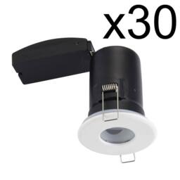 First Choice Lighting Set of 30 - White IP65 Bathroom Recessed Fire Rated Downlights - thumbnail 2