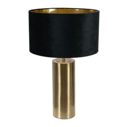 ValueLights Lexy Gold Touch Table Lamp with Velvet Drum with Gold Inner Lamp Shade in Black - thumbnail 2