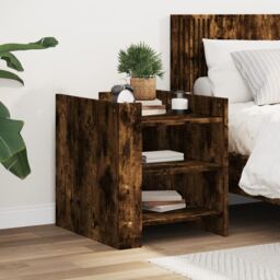 Berkfield Home Bedside Cabinet Smoked Oak 45x50x50 cm Engineered Wood in Brown - Size: 45 x 50 x 50 cm - thumbnail 1