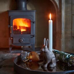 Ivyline Cast Aluminium Hare Candle Holder Antique Brass H18Cm W10Cm in Metallics